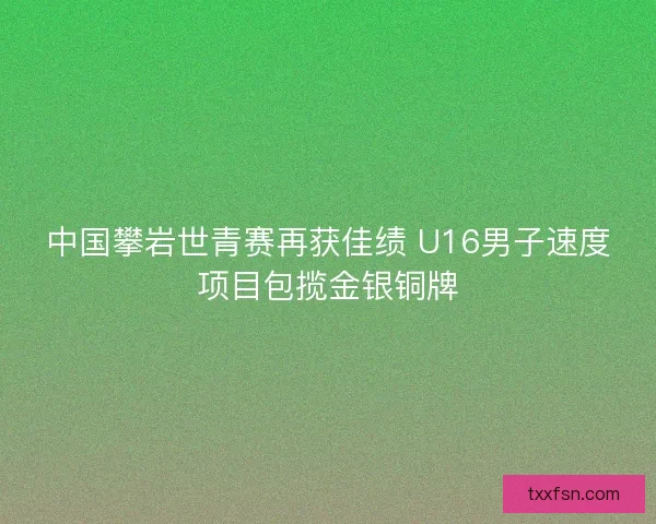 中国攀岩世青赛再获佳绩 U16男子速度项目包揽金银铜牌 中国攀岩世青赛再获佳绩 U16男子速度项目包揽金银铜牌