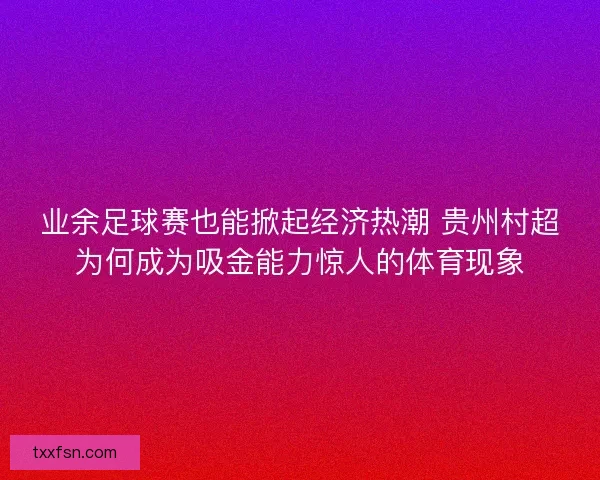业余足球赛也能掀起经济热潮 贵州村超为何成为吸金能力惊人的体育现象 业余足球赛也能掀起经济热潮 贵州村超为何成为吸金能力惊人的体育现象